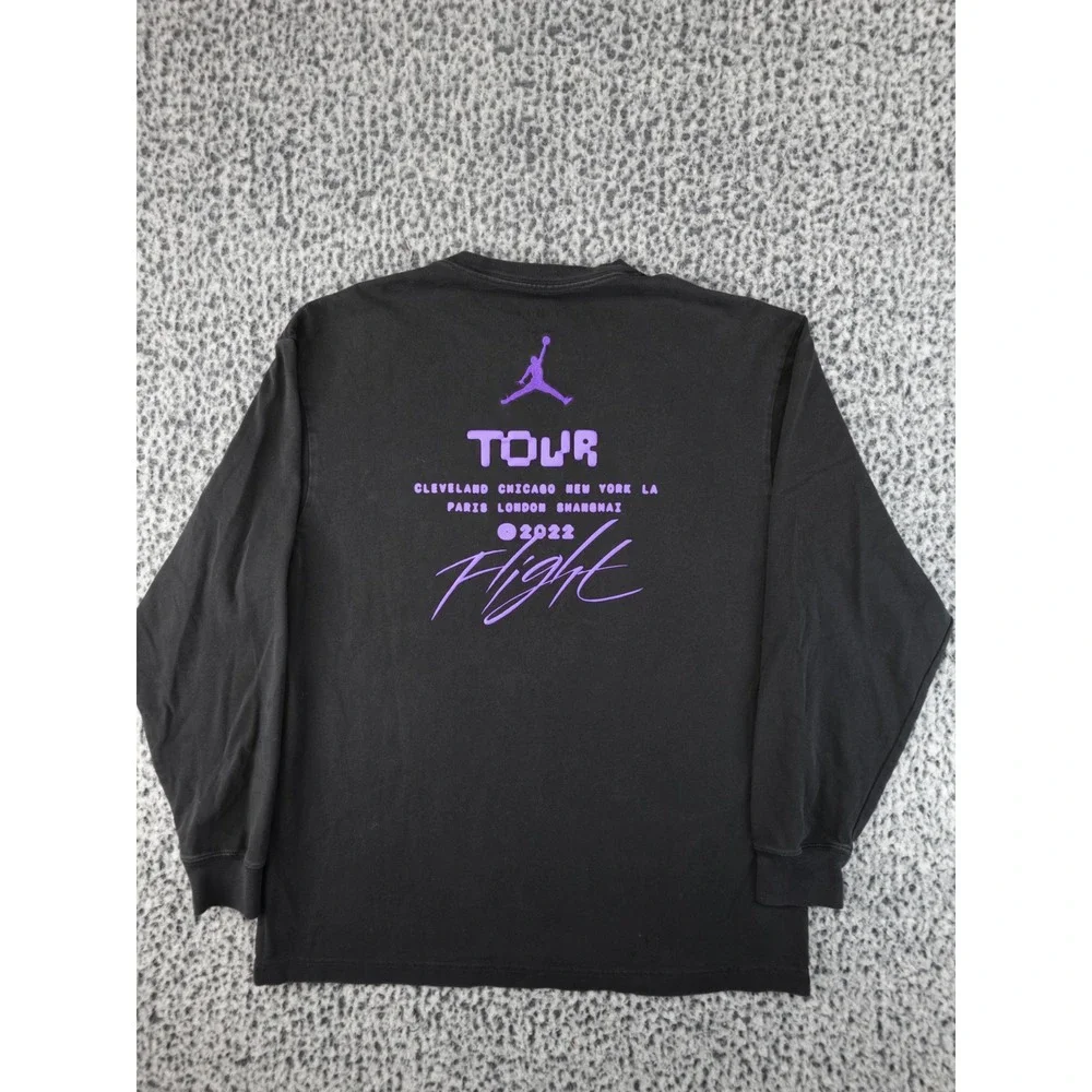 Jordan Flight Long Sleeve T-Shirt Mens Medium Black Sample 2022 Air Tour Graphic